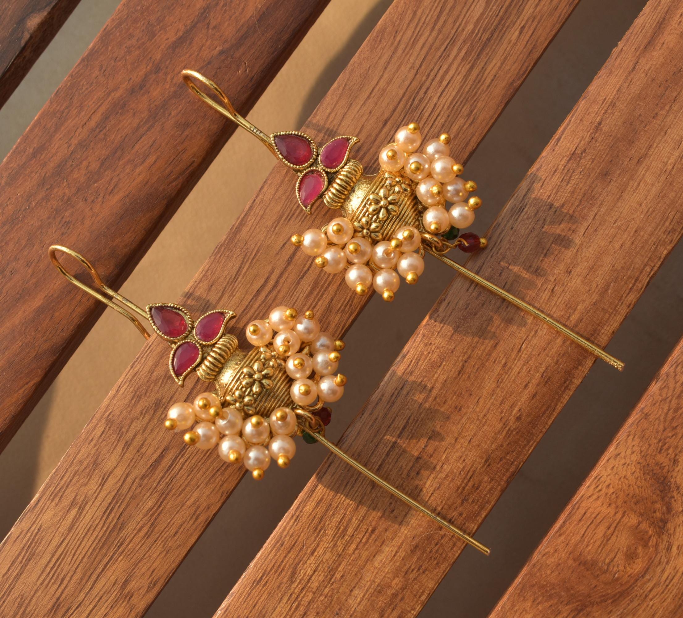 Traditional Maharashtrian Bugadi Earcuff Earring Gold Plated Ethnic…