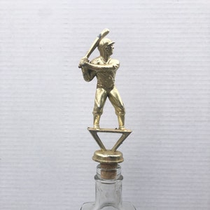 Male Baseball Player Silver - Vintage Trophy Wine Bottle Stopper