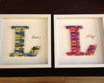 Personalized Framed Crayon Monogram