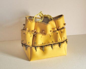 Foldable bag 3 /Series Chitarra -synthetic leather / yellow