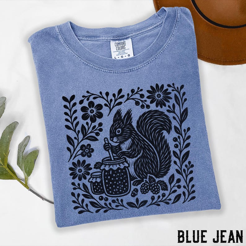 Boho Squirrel Shirt, Folk Art Jam Making Tee, Vintage Squirrel Shirt ...