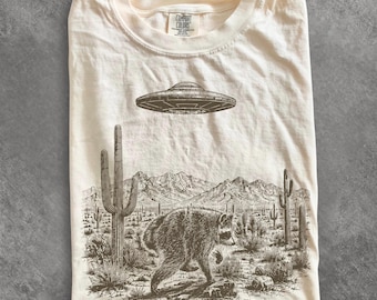 Jimothy Raccoon UFO Shirt, Viral Raccoon Tee, Trash Panda Tee, Funny Raccoon Meme Shirt, Desert UFO Shirt, Alien Wildlife Tee Comfort Colors