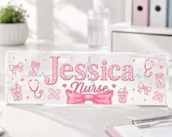 Personalized Nurse Acrylic Block Custom Name Desk Sign Medical Staff Appreciation Gift Nurse Station Decor Hospital Office Desk Sign