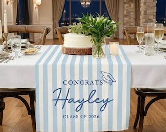 Camino de mesa personalizado para graduación, promoción de 2026, decoración de fiesta con nombre personalizado, regalo para la decoración de la mesa de la fiesta de graduación.
