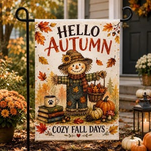 figurehead Fall Garden Flag, Hello Autumn House Banner, Cozy Fall Days Outdoor Yard Decor, Seasonal Peanuts Lawn Sign, Thanksgiving