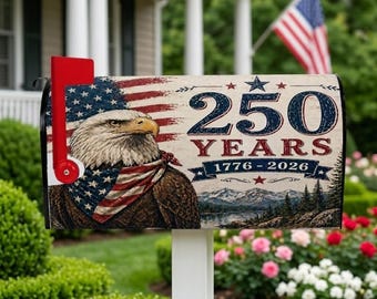 American Flag Eagle Mailbox Cover With Patriotic 250 Years Design, Outdoor Mailbox Decor For Fourth Of July Celebration