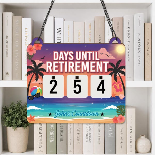 Personalized Retirement Countdown Calendar, Custom Days Until Retirement Sign, Beach Theme Wooden Desk Decor, Retirement Gift