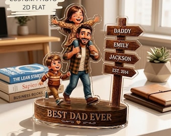 Gepersonaliseerde beste vader ooit acrylplaat met kinderen, aangepaste vader en kinderen aandenken cadeau voor papa Verjaardag Vaderdag Decor