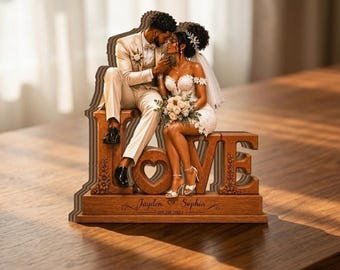 Bloque de madera personalizado para bodas, regalo de recuerdo para parejas, placa de madera personalizada con foto y nombres, decoración de aniversario de amor.