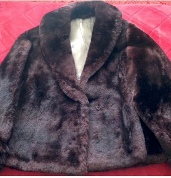 Genuine Brown Mouton Sheared Lamb Fur Jacket Size… - image 6