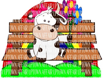 Cow on bench colorful  svg/dxf/png Custom cut File Digital Download layered