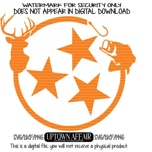 Tennessee Tristar Hunting and Fishing Design Svg/PNG/DXF cut file Sublimation Print