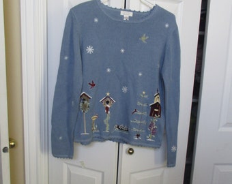 Vintage Womens Christopher Banks Short Sleeve Cardigan Sweater with Cats