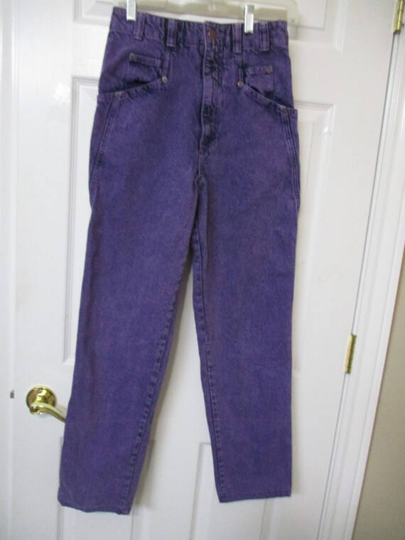 jeans with purple tag