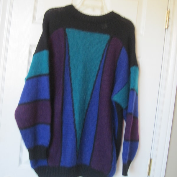 Vintage Color Block Sweater plus Size 3X oversized