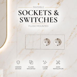 Invisible Flush Mount Socket & Switch System | Minimalist Marble Wall Plate
