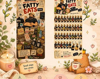 Welcome to Another Episode of Fatty Eats Food Part 2| Printable A6 | PDF download | Savings Challenge
