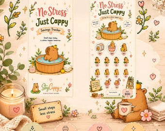 No Stress Just Cappy | Printable A6 | PDF download | Savings Challenge