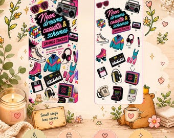 Neon Dreams & Cassette Schemes | Printable A6 | PDF download | Savings Challenge
