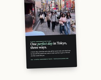 Tokyo One Day Itinerary PDF, 3 Routes: Classic, Food & Off-Trail with Station Exits, Japan Itinerary