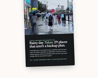Rainy Day Tokyo Guide PDF, 29 Indoor Places with Station Exits & Covered Routes, Japan Travel Planner