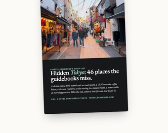 Hidden Tokyo Guide PDF, 46 Places the Guidebooks Miss: Quiet Shrines, Coffee, Bars with Exits, Japan Travel Planner