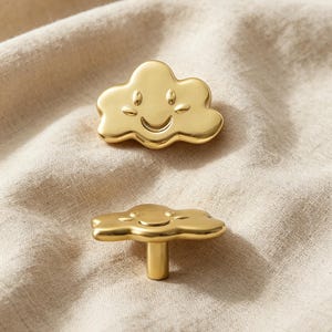 Solid Pure Copper Cloud Cabinet Knobs | Handmade Cloud Door Handle Pulls | Whimsical Sky Inspired Drawer Pull Hardware image 4