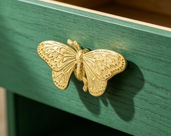 Solid Pure Copper Butterfly Cabinet Knobs | Handmade Creative Butterfly Door Handle Pulls | Nature Inspired Drawer Pull Hardware