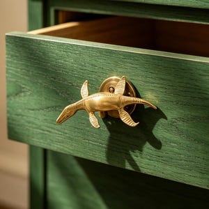 Handmade Solid Brass Dragon Carp Cabinet Knob, Koi Fish Drawer Pull, Oriental Brass Door Handle, Lucky Dragon Furniture Hardware