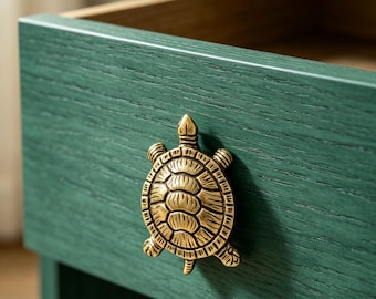 Brass Lucky Turtle Cabinet Handle – Creative Handmade Turtle Door Pull, Feng Shui Decor, Desk & Drawer Accent