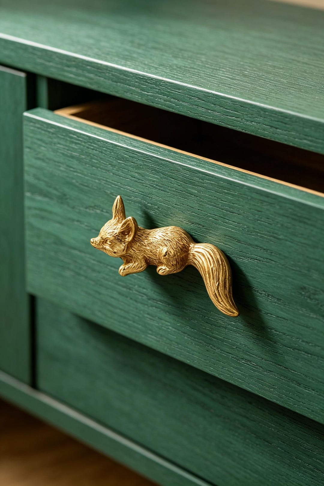 Fox Cupboard Solid Brass Fox Door Handle | Handmade Fox Cabinet Pull | Cute Animal ...