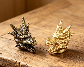 Solid Copper Dragon Head Cabinet Handles – Handmade Fantasy Dragon Drawer Pulls, Mythical Creature Furniture Knobs