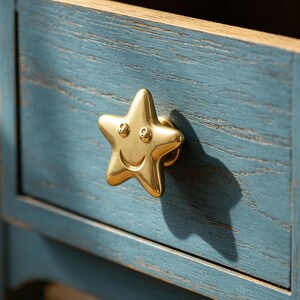 Solid Pure Copper Star Cabinet Knobs | Handmade Star Door Handle Pulls | Celestial Inspired Drawer Pull Hardware image 3