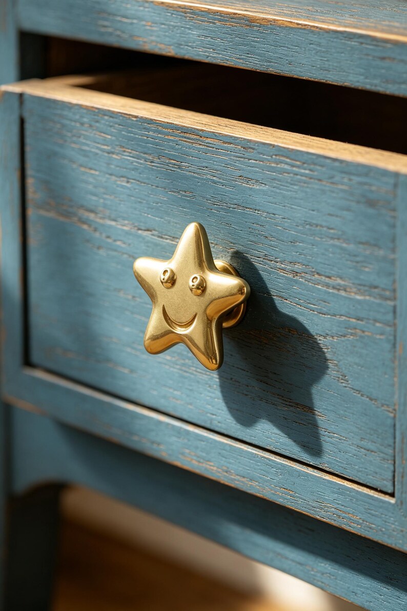 Solid Pure Copper Star Cabinet Knobs | Handmade Star Door Handle Pulls | Celestial Inspired Drawer Pull Hardware image 3