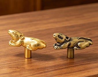 Solid Pure Copper Mouse Cabinet Knobs|Handmade Creative Mouse Door Handle Pulls | Cute Animal Drawer Pull Hardware|Whimsical Home Decor Gift