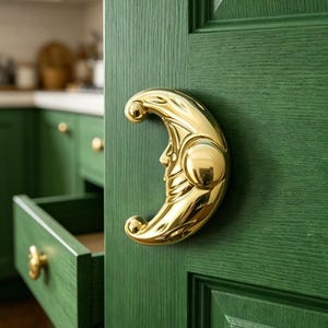 Handcrafted Solid Copper Sun and Moon Cabinet Handles, Celestial Drawer Pulls, Creative Door Knobs, Astrology Inspired Furniture Hardware