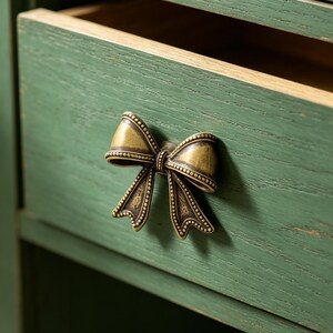 Solid Brass Long Bow Cabinet Handle, Nordic Ribbon Drawer Pull, Handmade Brass Wardrobe Knob, Elegant Furniture Hardware, Gift for Her