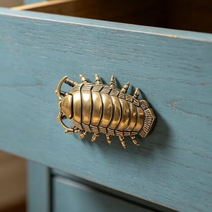 Solid Copper Giant Isopod Door Handle | Unique Ocean-Inspired Cabinet Knob Drawer Pull | Handmade Creative Marine Hardware