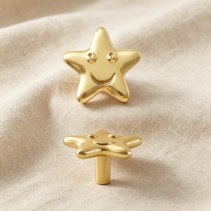 Solid Pure Copper Star Cabinet Knobs | Handmade Star Door Handle Pulls | Celestial Inspired Drawer Pull Hardware image 4