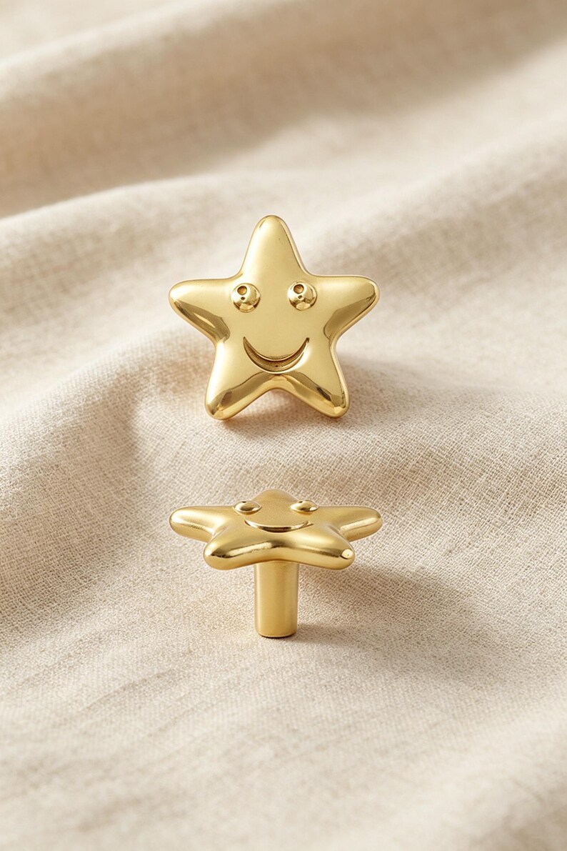 Solid Pure Copper Star Cabinet Knobs | Handmade Star Door Handle Pulls | Celestial Inspired Drawer Pull Hardware image 4