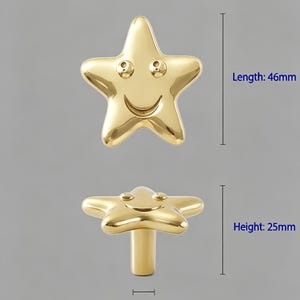 Solid Pure Copper Star Cabinet Knobs | Handmade Star Door Handle Pulls | Celestial Inspired Drawer Pull Hardware image 2