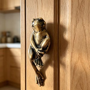 Tiradores de gabinetes de rana forjados en cobre macizo – Tiradores de cajones con forma de animal hechos a mano, pomos para muebles con forma de rana, herrajes de decoración rústica para el hogar inspirados en la naturaleza.