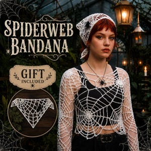 Häkelanleitung für ein Spinnennetz-Top (PDF), Halloween-Netz-Häkeltop, Maßanfertigungs-Pullover-Schnittmuster, Gothic-Festival-Crop-Top, Anfänger-Digitalanleitung