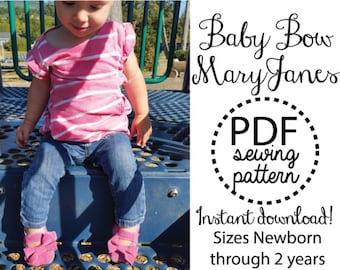 Baby Bow Mary Janes PDF Sewing Pattern Tutorial Sizes NB-2T
