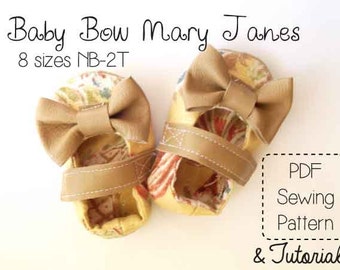 Baby Bow Mary Janes PDF Sewing Pattern Tutorial Sizes NB-2T