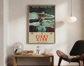 Fight Club Movie Poster, Tyler Durden Wall Art, David Fincher Film Print