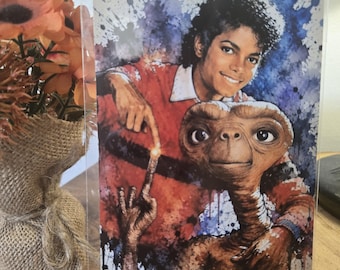 Michael Jackson and E.T – Pop Art 6" X 4" Photo Print - Cover sleeve included