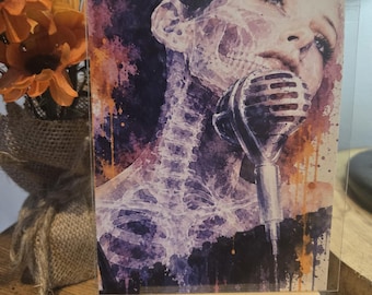 Stampa artistica di Madonna anni '90 sotto la pioggia – 15 x 10 cm - Custodia protettiva inclusa