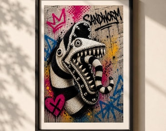 Graffiti z Beetlejuice Sandworm (do pobrania cyfrowego) – styl Pop Art