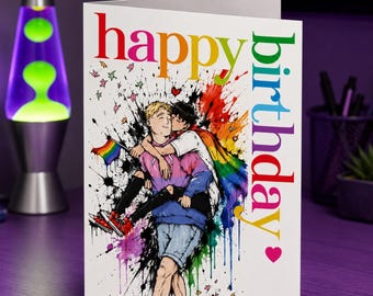 Heartstopper Gay Pride Style Original Customisable Message Birthday Card
